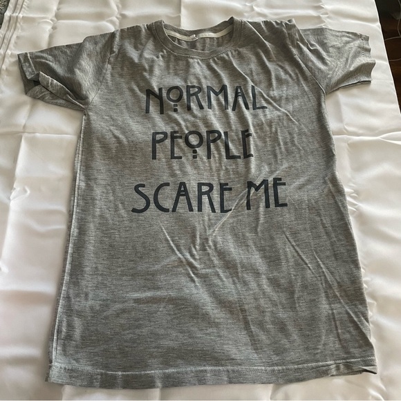 Womens Normal People Scare Me Graphic Tshirt Tee Short Sleeve Size Medium Gray - Picture 1 of 4
